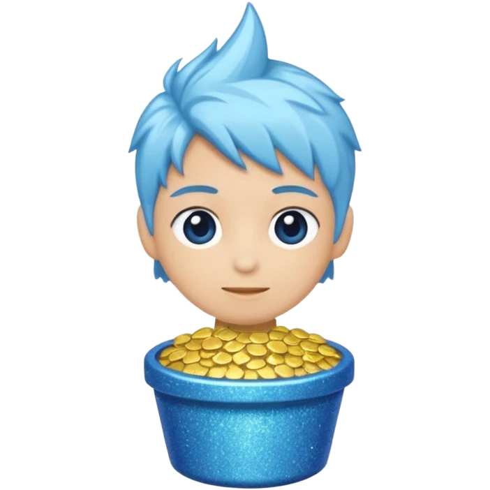 Glitter pacote de pipoca, listras roxas e azul ciano emoji