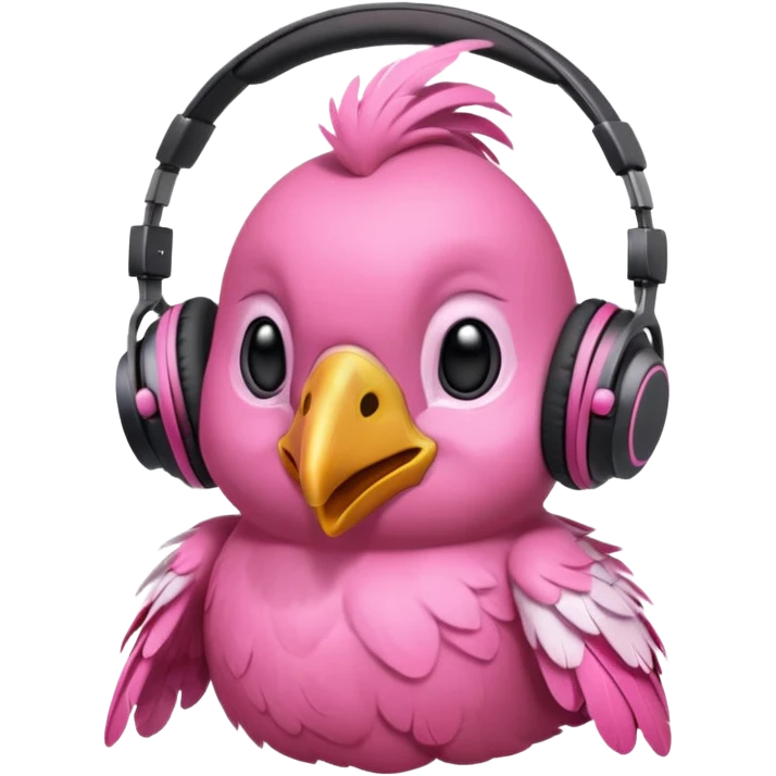 bird ancient with headphone, pink emoji