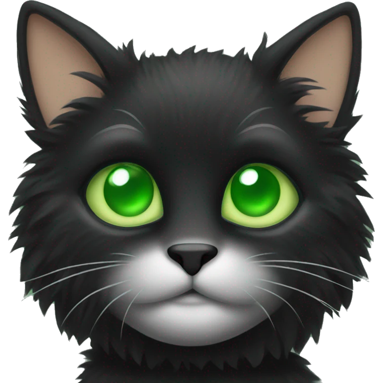 black super hairy cat with green eyes emoji