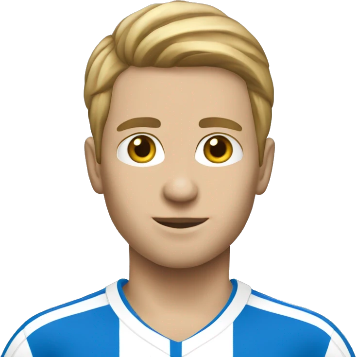 caucasic soccer player with a white & blue stripes t-shirt emoji