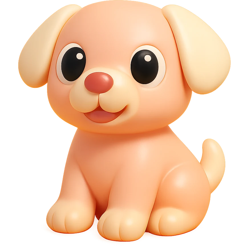 a playful dog with big eyes vinyl figure style emoji
