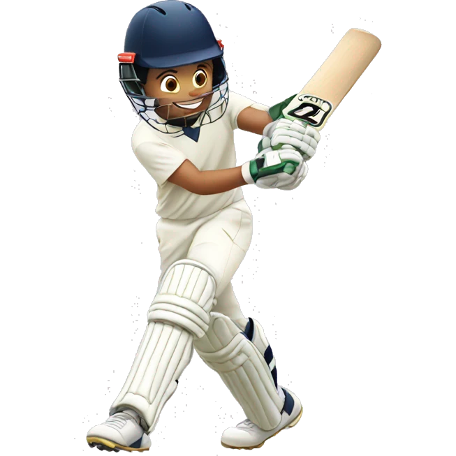 Boy playing cricket emoji