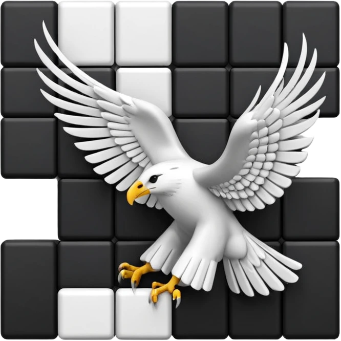 Bloc avec des ailes noirs et blancs carrés emoji