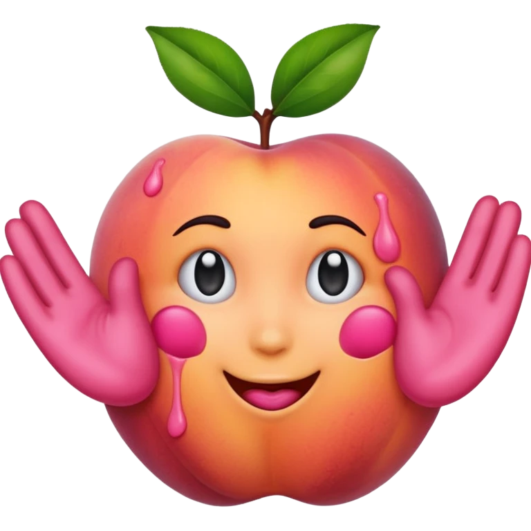 Emoji Peach with hand prints emoji