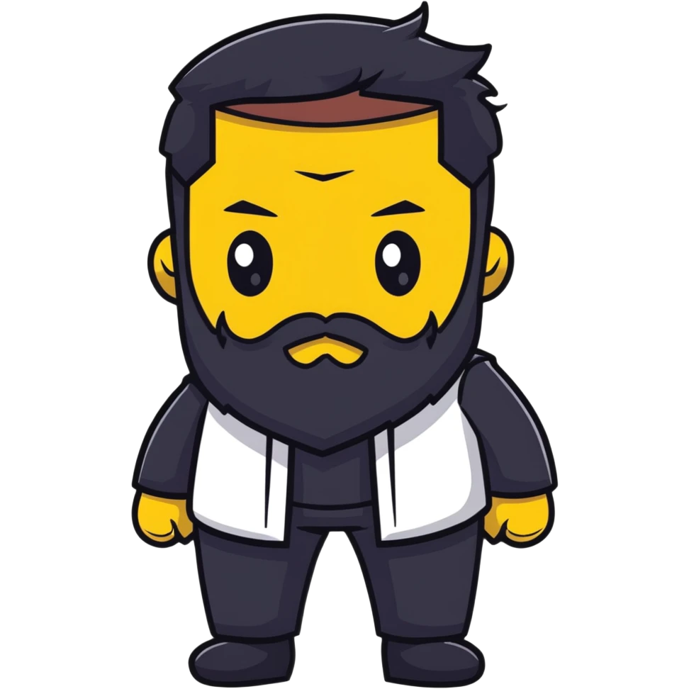Luxury car guru with long beard, Lamborghini themed outfit, wise expression emoji