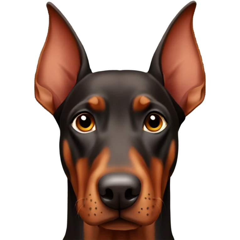 Red Doberman without cropped ears face emoji