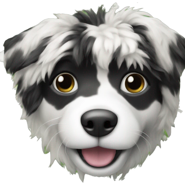 playful dog enjoying nature with black and white fur emoji