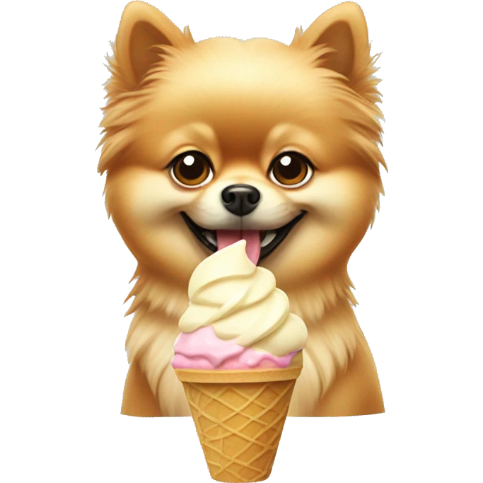Pomeranian eating ice cream emoji