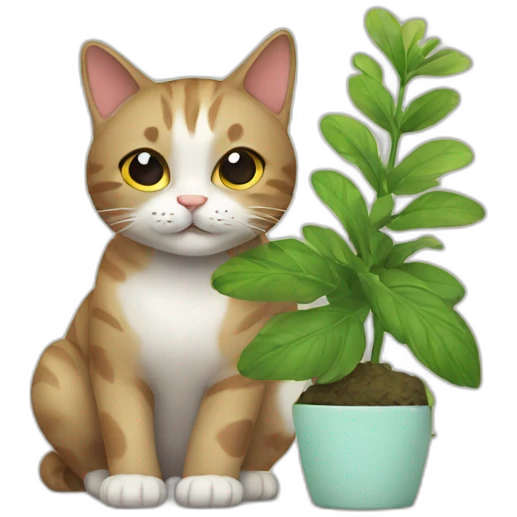 cat with a plant emoji