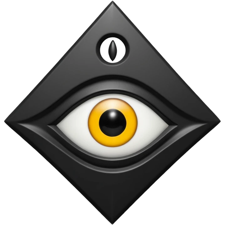 Minimal emoji, gothic religious relic made of matte black metal, engraved eye symbol above a number 8, ancient sacred fashion artifact aesthetic, sculptural form, no glow, no neon, flat emoji style, centered, transparent background emoji