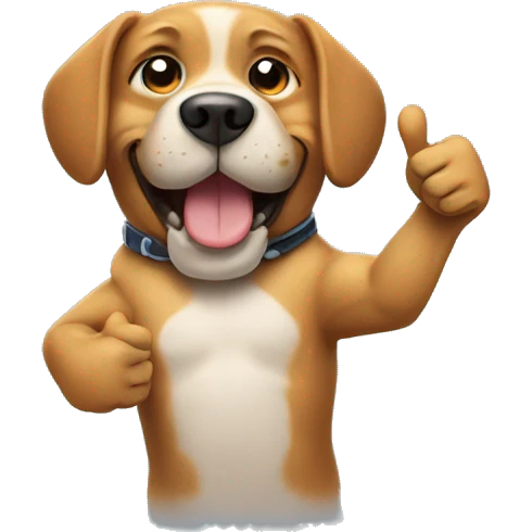 Dog with two thumbs up emoji