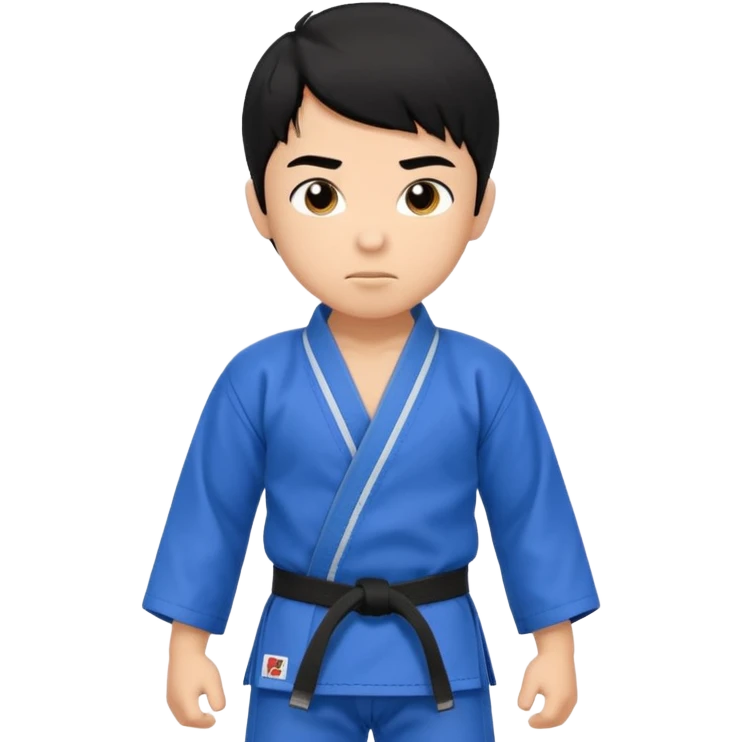 Кимоно синий для дзюдо мальчик с черными волосами все тело черный пояс     Волосы на бчуть добрее emoji