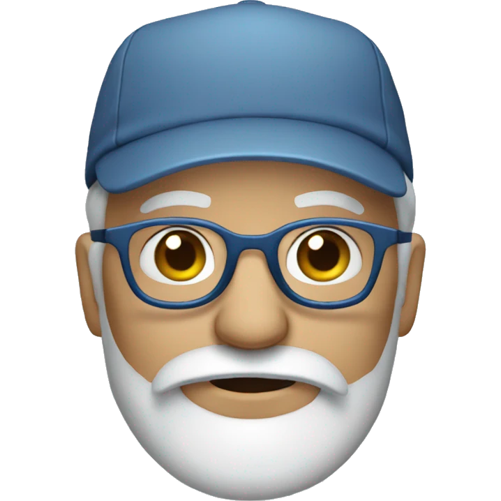 Old man, beard, cap blue, glasses emoji