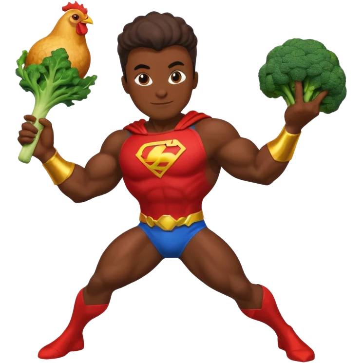 mister energy is a chain store selling healthy food, such as chicken, pork, or fish with vegetables.
create a mascot/superhero logo for this. emoji