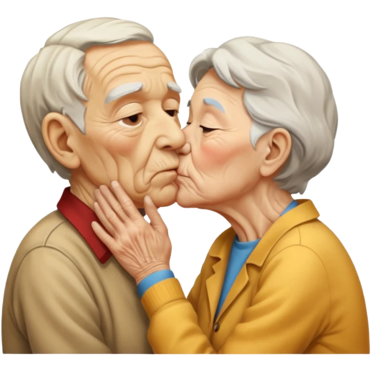 Crea un viejito besando a un joven emoji