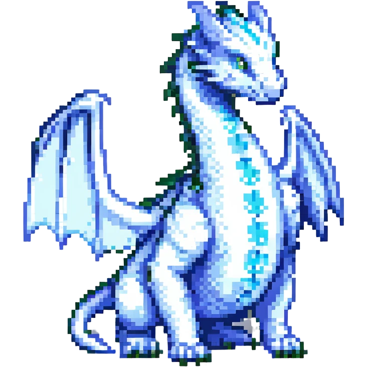 Blue-Eyes White Dragon from Yu-Gi-Oh! pixel art style emoji