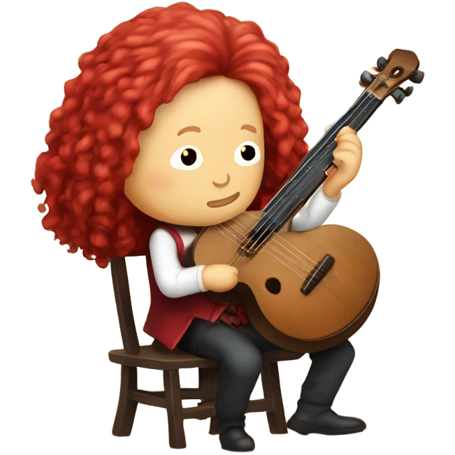 Antonio Vivaldi composer Red wig old chibi sitting chair banjo emoji