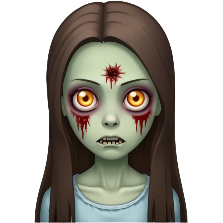 brunette zombie girl with long straight hair emoji