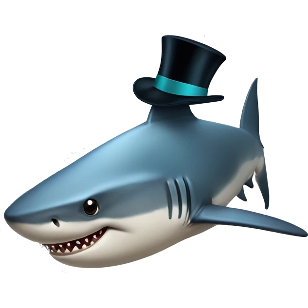 Shark with a top hat emoji