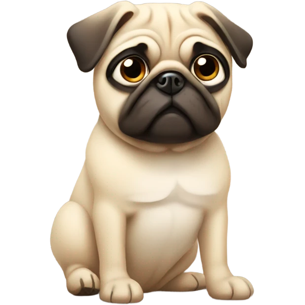 Cute pug beige, looking worried emoji