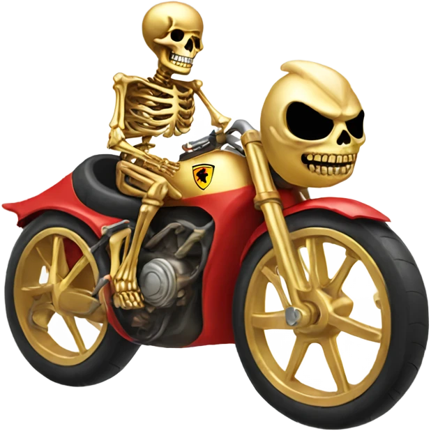 golden Skeleton riding ferrari emoji