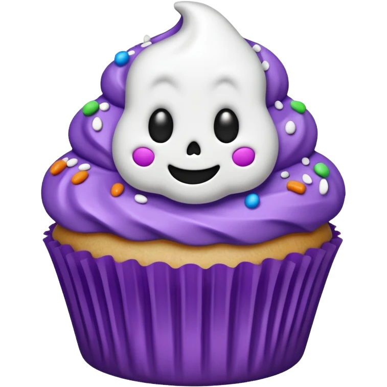 cupcake fantasma roxo e branco emoji