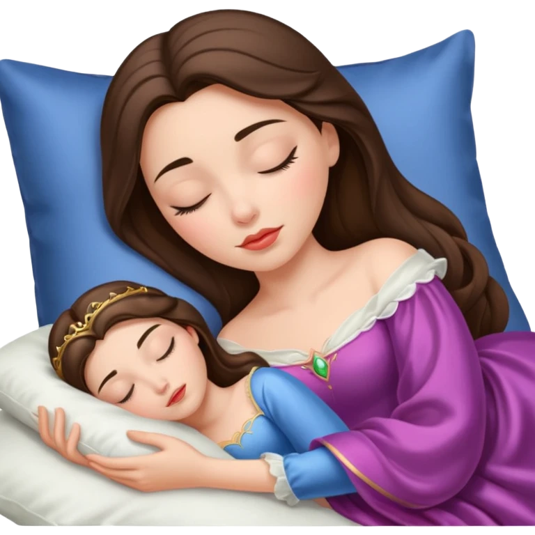 sleeping beauty brunette white girl with a silk pillow emoji