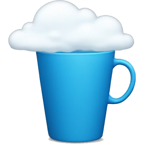 Blue cup with a cloud in the front center  emoji