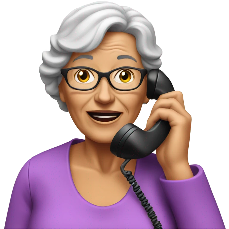 3d hyper realistic senior woman speaking on the phone  emoji