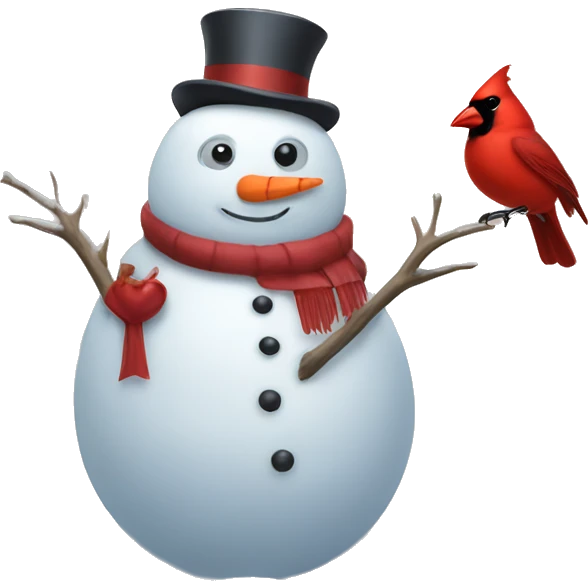 Snowman with cardinal emoji