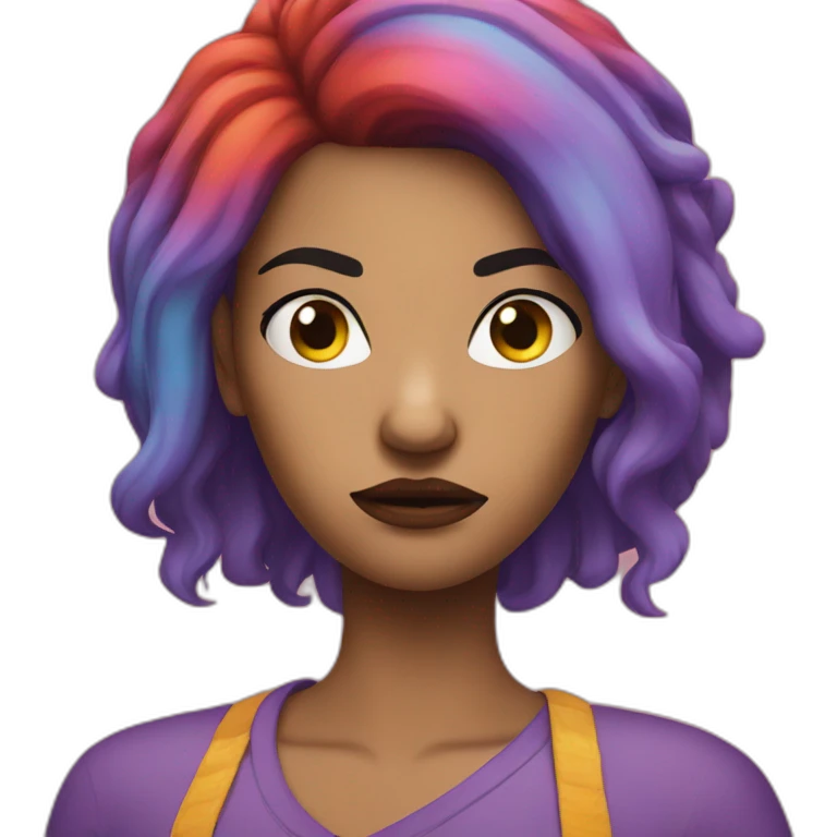Woke woman with colourfully hair angry emoji