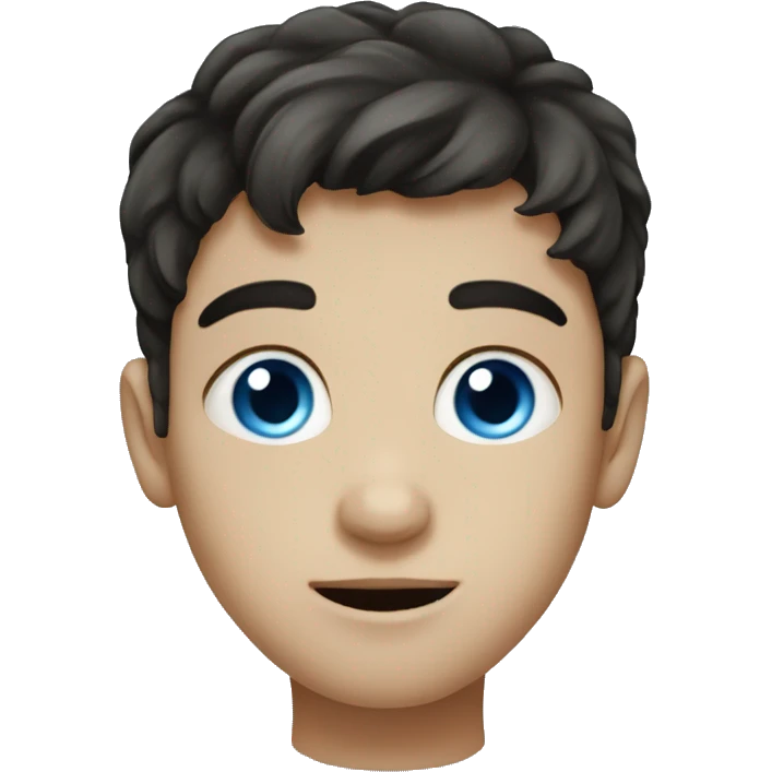 a boy with blue eyes, dark hair and a hooked nose emoji