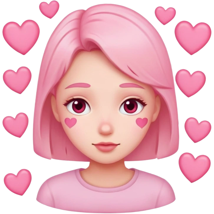 pink hearts surrounding blushing face emoji
