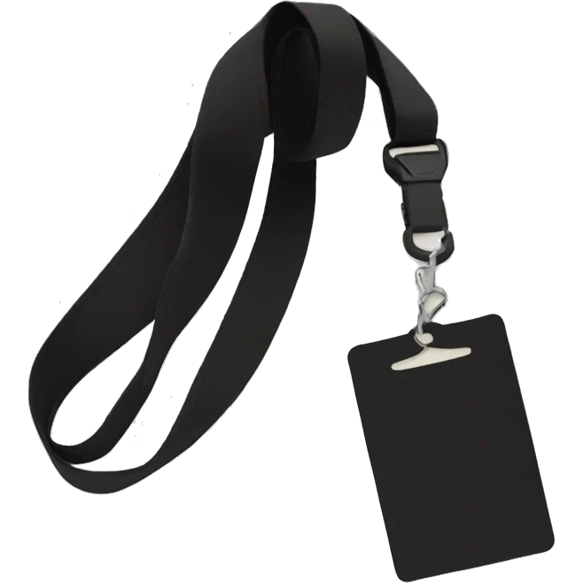 black lanyard with black card holder emoji