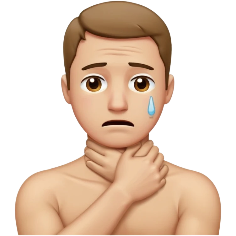 man crossing arms on his neck while crying emoji