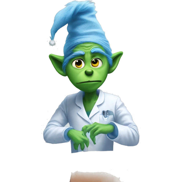 The blue grinch getting knee surgery  emoji