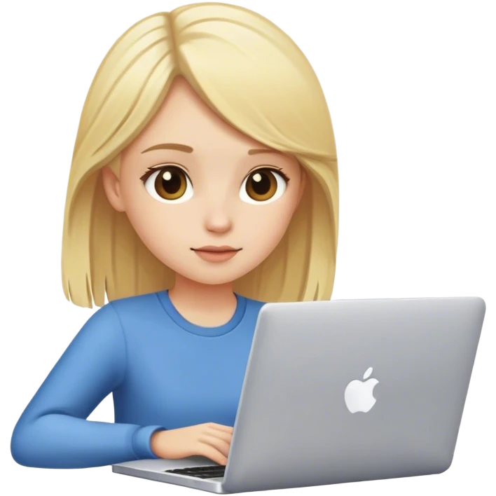blonde girl sitting at laptop emoji