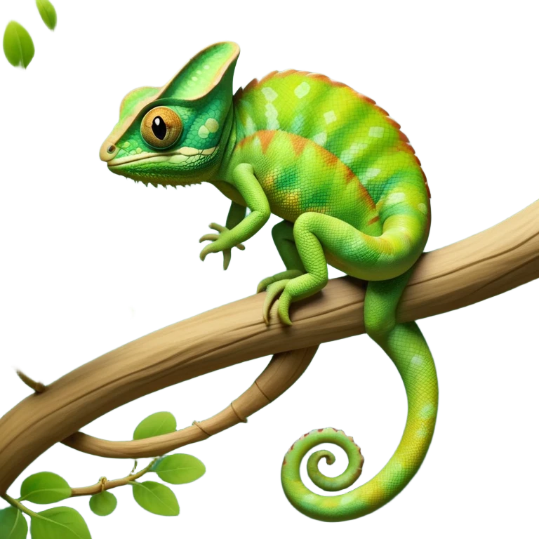 cinematic-chameleon-realistic-full-body-climbing-emoji,-slender-body-gripping-a-twisting-vine-with-prehensile-feet,-scaly-green-skin-shifting-shades-with-its-environment,-large-bulging-eyes-rotating-independently,-delicate-coiled-tail-curling-behind,-long-tongue-slightly-protruding-as-if-ready-to-strike,-simplified-yet-realistic-focused-features,-highly-detailed,-glowing-with-an-ethereal-forest-light emoji
