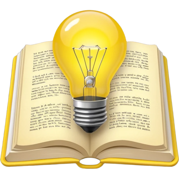 open textbook with a light bulb above emoji