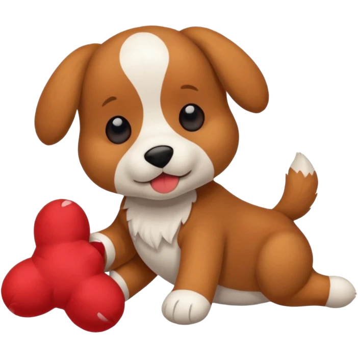 Dog playing with a stuffed animal emoji