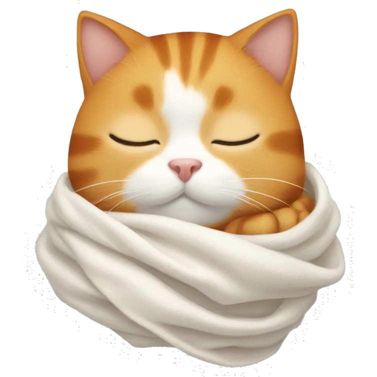 ginger cat sleeping with white scarf  emoji