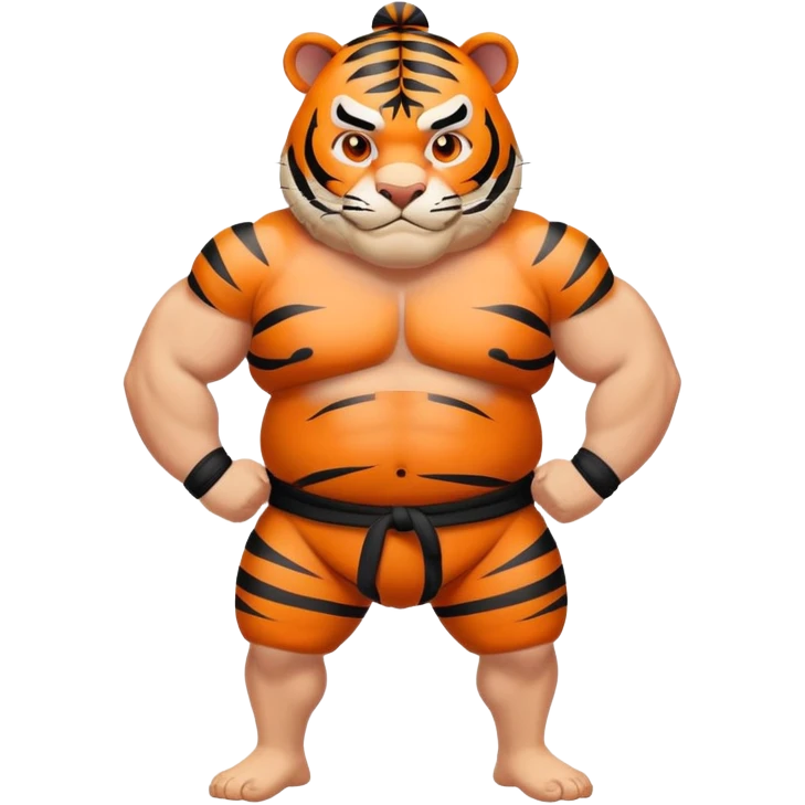 Tiger sumo wrestler with topknot emoji