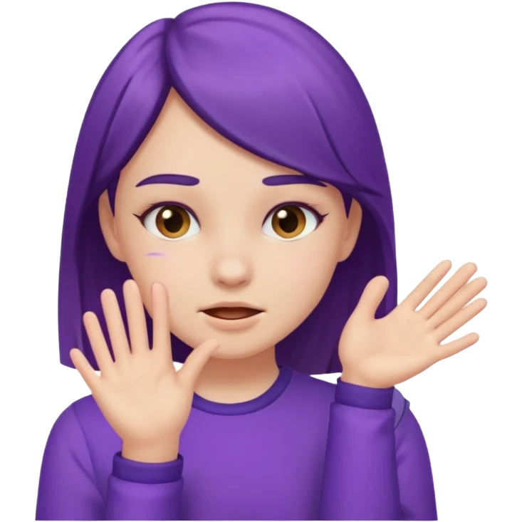 slapping face, girl wearing violet emoji