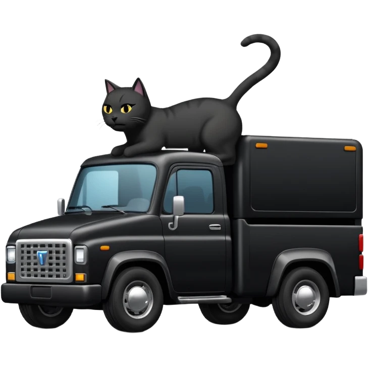 Black truck with thunder and a cat in the back make look aggressive  emoji
