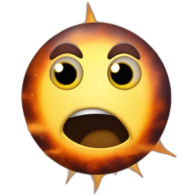 planet Sun scared face emoji