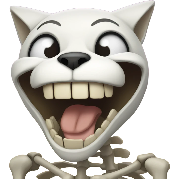 Skeleton cat laughing  emoji