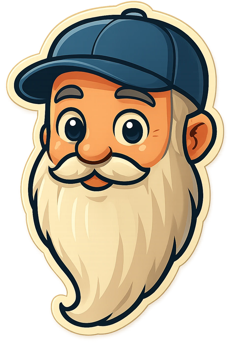 Make the beard even longer, keeping the baseball cap and YouTube chat emoji style. emoji