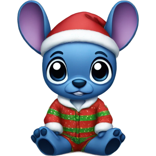 Stitch wearing Christmas pajamas  emoji