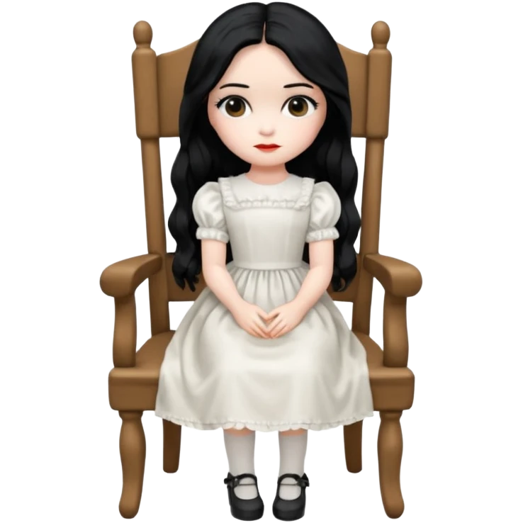 annabelle doll is sitting on the chair


















 emoji