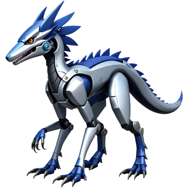 Futuristic Mechanical Sergal-raptor-nargacuga-vernid, 4 legs, full body emoji
